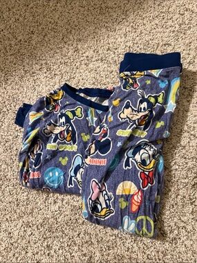 Little Sleepies Navy Blue Kids Pajama Set with Mickey & Friends Print